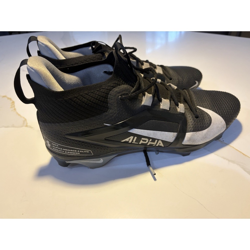 Nike Alpha Menace 4 Elite Football Cleats Black White Men's Size 13 FD7036-001 - Picture 3 of 8